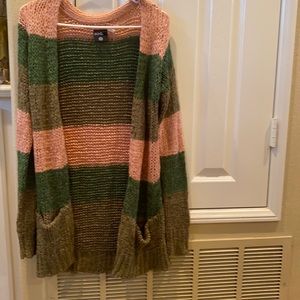 Ribbon knit loose cardigan